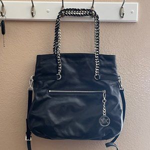 NWT - Michael Kors Chain Link Leather Black Handbag – Vintage